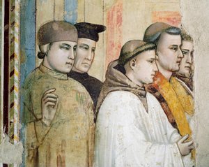 Italien, Florens, Basilica of Holy Cross, Bardi Chapel, St Francis död av Giotto (c.1266 1337)