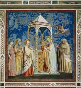 Presentation av Jesus vid templet, av Giotto (1267-1337), detalj från cykeln av fresker Life and Passion of Christ