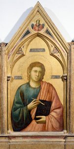 St John Evangelist, detalj från Badia Polyptych, ca 1300, av Giotto (1267-1337), tempera på panel, 91x334 cm av Giotto (c.1266 1337)