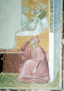 Uppenbarelse av St Francis till biskop Guido av Assisi, av Giotto (1267-1337), fresk, detalj, basilikan Santa Croce, Bardi-kapellet, Florens av Giotto (c.1266 1337)