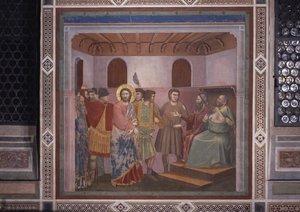 Kristus inför Kajafas (Cristo davanti a Caifa), av Giotto