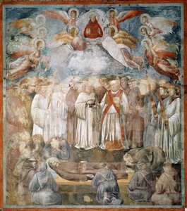 Begravningen av Saint Francis of Assisi och verifiering av stigmas - Fresco av Giotto (c.1266 1337)