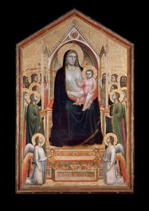 Jungfru i majestät, omgiven av helgon (tempera på trä, ca 1310) av Giotto (c.1266 1337)