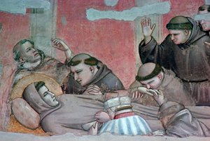 Fresk av St Francis död, 1300-talet
