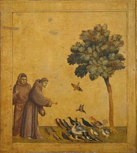 Saint Francois prechant aux oiseaux - Sankt Franciskus predikar för fåglarna ... av Giotto di Bondone (style of)