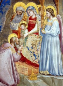 Tillbedjan av Magi. Detalj. 1305 av Giotto di Bondone