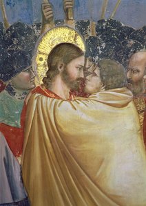 The Betrayal of Christ, detalj av kyssen, c.1305 freskdetalj av 65199
