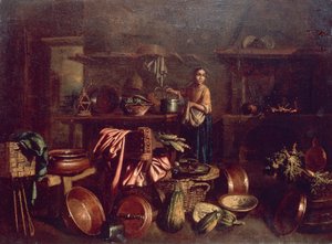 Invändigt kök, av Gian Domenico Valentino (1630-1708) av Giovan Domenico Valentino