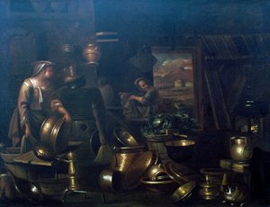 Invändigt kök, av Gian Domenico Valentino (1630-1708) av Giovan Domenico Valentino