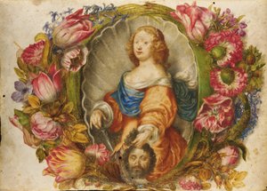Porträtt av storhertiginnan Vittoria della Rovere som Judith av Giovanna Garzoni