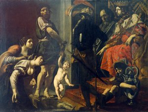 Judgment of Solomon av Giovanni Battista Caracciolo (1578-1635), olja på duk