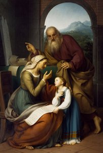 Jungfruns utbildning, Giovanni Carnovali (1804-1873), olja på duk, 205x140 cm. St Bartholomew Parish Church, Almenno. Italien