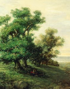 Landskap, av Giovanni Carnovali eller Carnevali känd som Piccio (1804-1873), detalj
