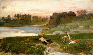 Kvällstid på gården, Giovanni, känd som Nino Costa (1826-1903).