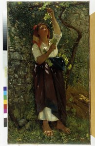 Målningen The Pruning of Vines av Giovanni Costa (1833-1902) Obligatoriskt omnämnande: Collection Fondation Regards de Provence, Marseille