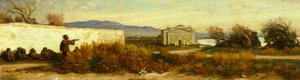 Turkar nära ett tempel, av Giovanni, känd som Nino Costa (1826-1903). av Giovanni Costa