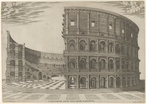 Sektion och höjd av Colosseum i Rom, 1581.
