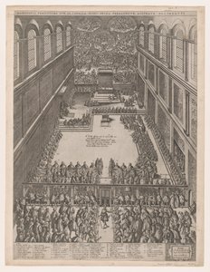 Mirror of Roman Magnificence: En påvlig sammankomst i Sixtinska kapellet, Michelangelos L..., 1582.