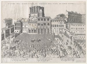Mirror of Roman Magnificence: Påvlig välsignelse, sent 1500-tal, sent 1500-tal. av Giovanni Ambrogio Brambilla