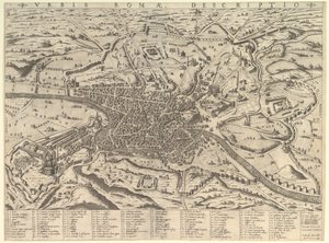 Mirror of Roman Magnificence: Vy över det moderna Rom från väst, 1590.