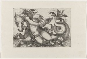 Putto rider på sjöhäst