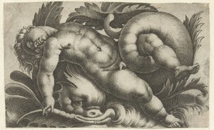 Sova putto på delfin Putti på havsdjur (serietitel)