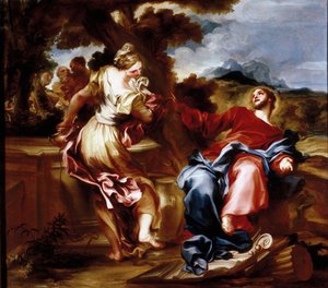 Kristus och samariten. Målning av Giovanni Andrea de 
