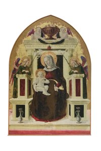 Madonna med barn och änglar, ca 1455-60 (cuspidatpanel) av Giovanni Angelo d