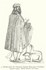 Självporträtt av den italienska renässanskonstnären Il Sodoma (Giovanni Antonio Bazzi) (gravyr) av Giovanni Antonio Bazzi (after) Sodoma