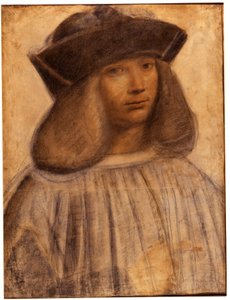 Porträtt av Francesco Melzi (v. 1491-1570) italiensk målare, elev och följeslagare (älskare) av Leonard de Vinci (teckning)