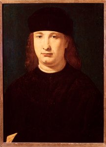 Porträtt av den italienska poeten Girolamo Casio (olja på trä, ca 1500-1520) av Giovanni Antonio Boltraffio