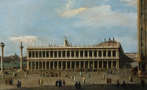 Biblioteket och Piazzetta, Venedig, från Dogepalatset, av Giovanni Antonio Canal