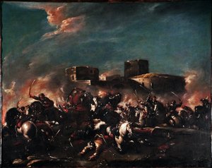 Battle Painting av Giovanni Antonio Guardi (1699-1760) 1700-talets Venedig Museo Correr