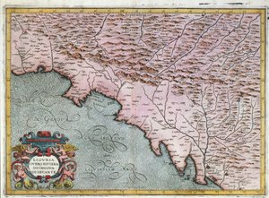 Karta över regionen i östra Ligurien, av Giovanni Antonio Magini, Bologna, Kopparstick av Giovanni Antonio Magini