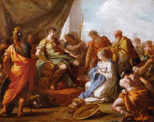 Barock: The Continence (The Clemency) of Scipio (Publius Cornelius Scipio Africanus, cirka 235-183 f.Kr.) (Punic War) - The Continence of Scipio av Pellegrini, Giovanni Antonio (1675-1741), ca. 1718-1719. olja på duk