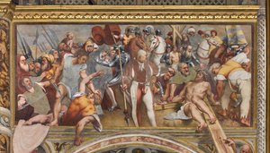 Centralgången, första sydspann, Kristus spikad på korset, Pordenone av Giovanni Antonio Pordenone