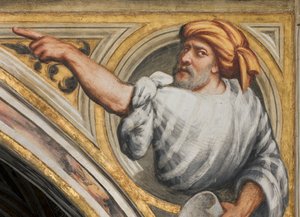 Central Nave, Plume Second Span South, IL Pordenone 1520, byst med profeten av Giovanni Antonio Pordenone
