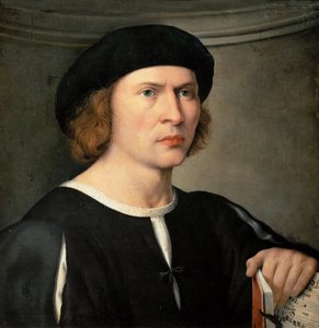 Porträtt av en musiker, av Le Pordenone (Giovanni Antonio de