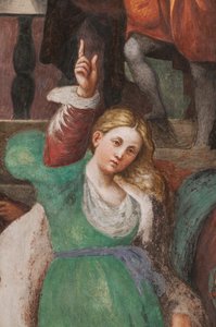 St. Katarinas disputation med filosoferna, 1530-32 (fresk) (detalj av 3601450) av Giovanni Antonio Pordenone