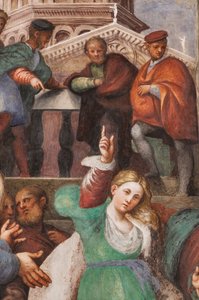 St. Katarinas disputation med filosoferna, 1530-32 (fresk) (detalj av 3601450) av Giovanni Antonio Pordenone