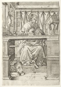 St. Hieronymus i hans studie av Giovanni Antonio da Brescia
