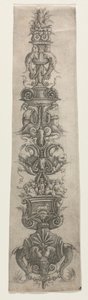Upprätt arabesk med masker, amoriner och nereider av Giovanni Antonio da Brescia