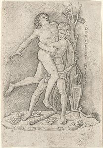 Hercules och Antaeus av Giovanni Antonio da Brescia, after Andrea Mantegna