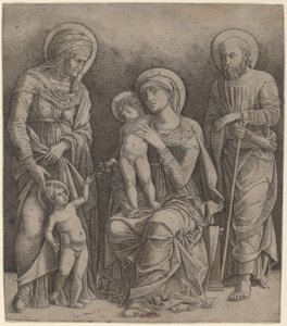 Helig familj med Saint Elizabeth och spädbarnet Saint John av Giovanni Antonio da Brescia, after Andrea Mantegna