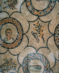 Detalj av golvet i den tidiga kristna basilikan i Aquileia, Udine av Phillipe de Marlier