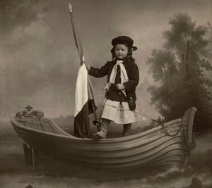 Porträtt av Lidia Mastracchio med flagga av Phillipe de Marlier