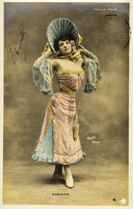 Vykort: Moulin Rouge - Porträtt av Mariette, Music Hall-artist av Phillipe de Marlier