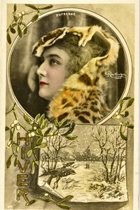 Vykort: Porträtt av Mademoiselle Dufresne, Music Hall Artist av Phillipe de Marlier