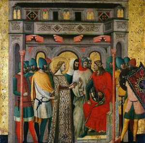 Saint Columba före kejsar Aurelian Scener från Saint Columbas liv, 1345-1350.