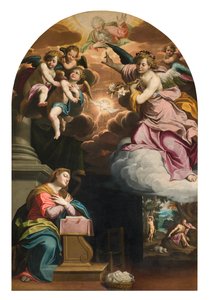 Södra tvärskeppet, bebådelsens altare, altartavla av Giovanni Battista Trotti känd som Il Malosso 1594